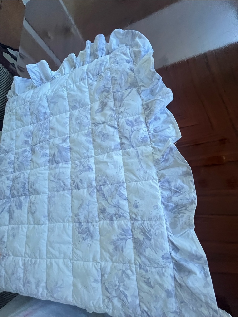 Cabbages & Roses Lavender Floral Quilted Shams with Ruffle Trim - Picture 4 of 16